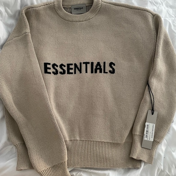 ESSENTIALS FOG SSENSE EXCLUSIVE BEIGE KNIT PULLOVER SWEATER BNWT - Picture 1 of 7